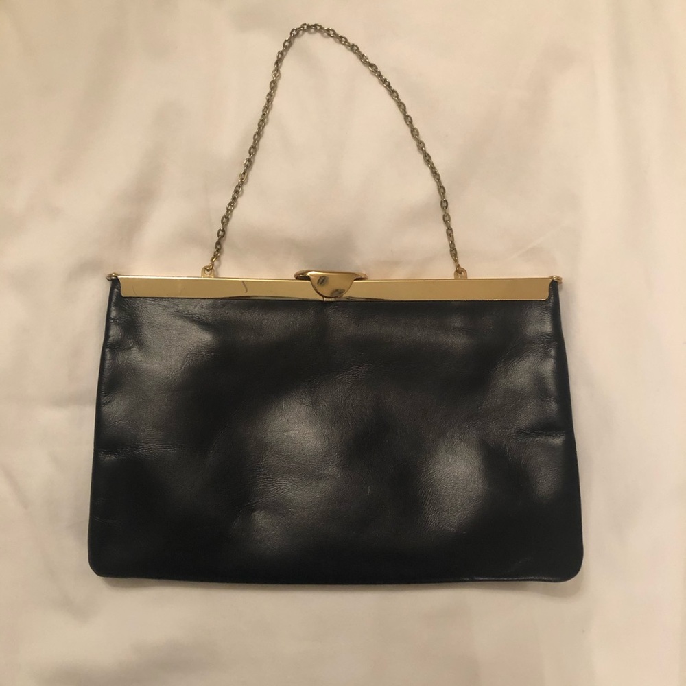 Vintage Etra Genuine Leather Navy Clutch